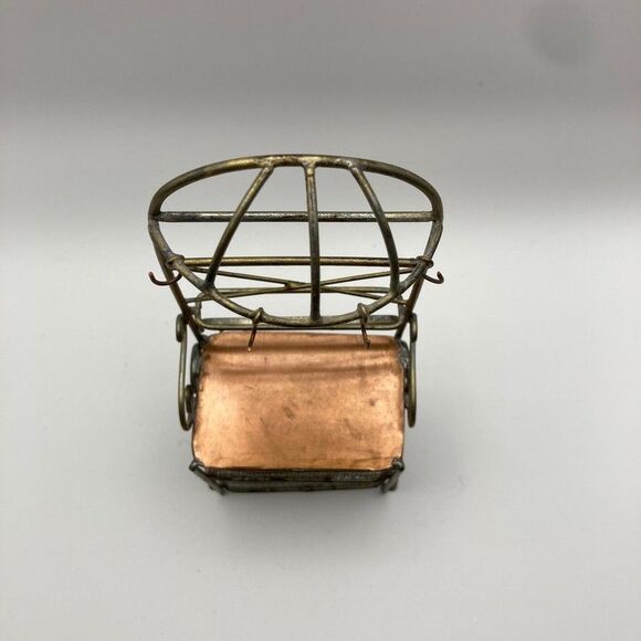 Vintage Dollhouse Miniature Bakers Rack Metal Wire and Copper Approx. 7x2.5x1.5 - Picture 2 of 9